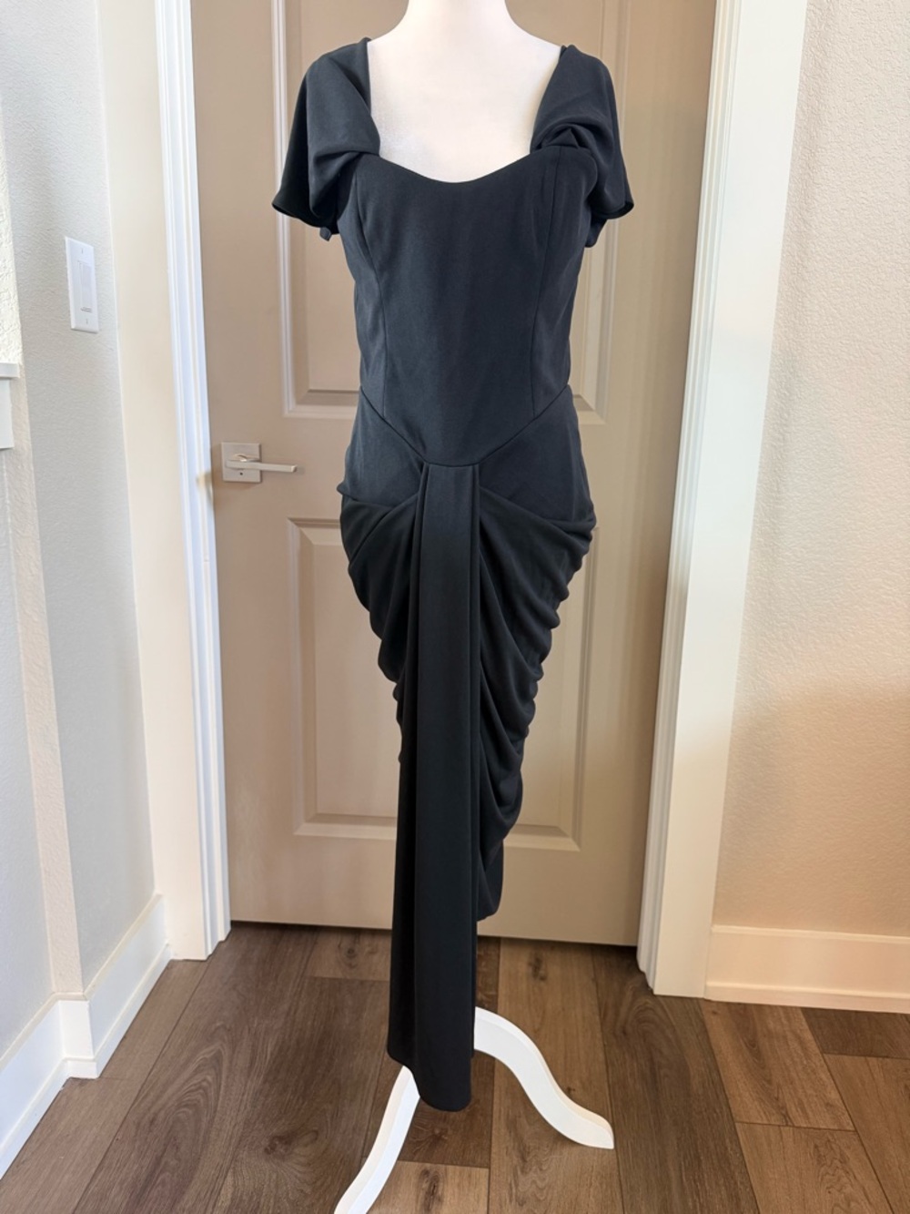 LBV Elegant Black Draped Women’s Dress NWT.